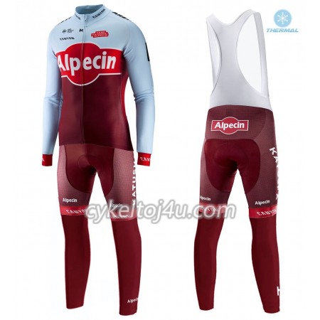 Cykeltrøje Langærmet + Bib Cykelbukser 2018 Team Katusha-Alpecin N001 Vinter Thermal Fleece